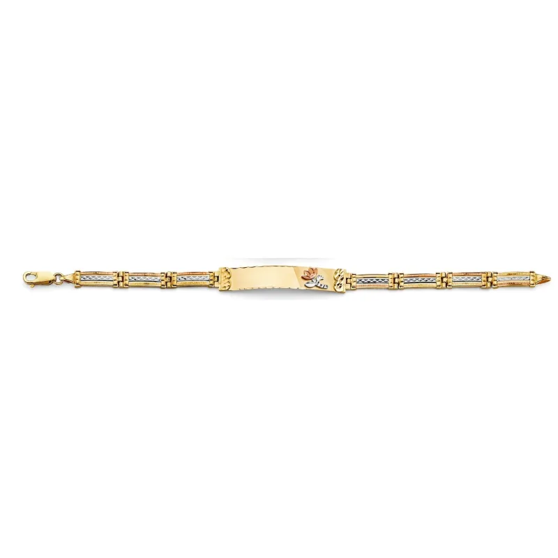 14K 3C Flower ID Bracelet