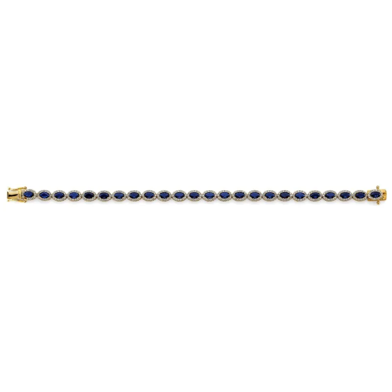 14KY CZ Blue Stone Bracelet