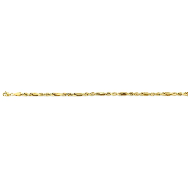 14KY 3.5mm Hollow Figaro Rope Chain