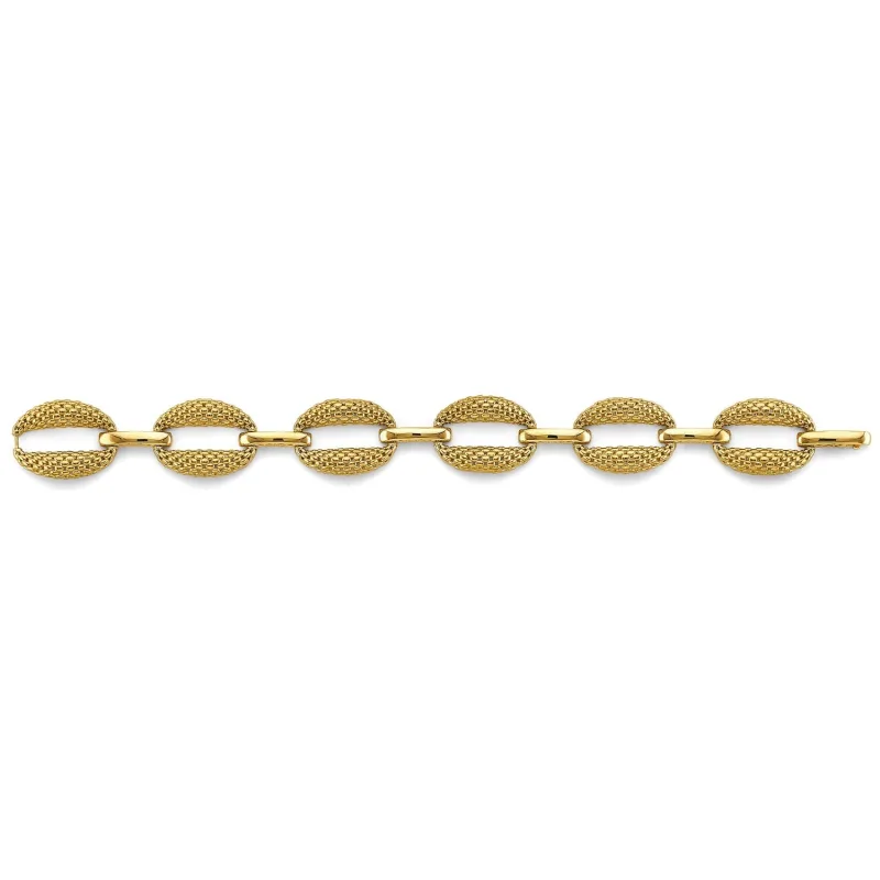 14KY Hollow Mesh Oval Design Bracelet