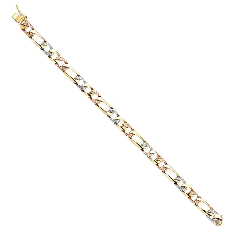 14K 3C NUGGET FIGARO LINK BRACE