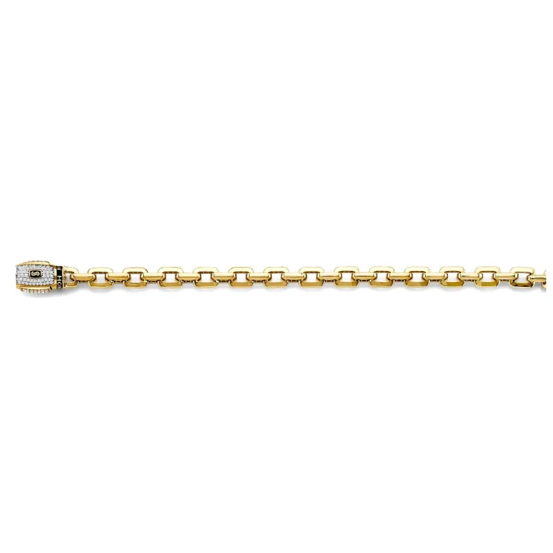 14KY Fancy Hollow Link Monaco Br w/ CZ Lock
