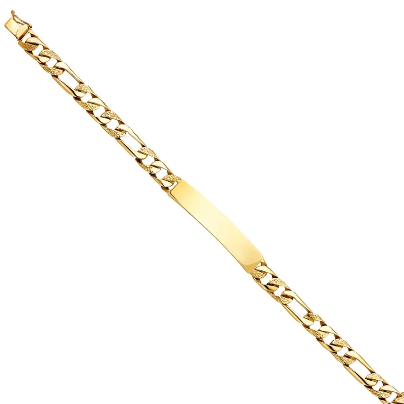 14KY NUG FIGARO LINK ID BRACELET