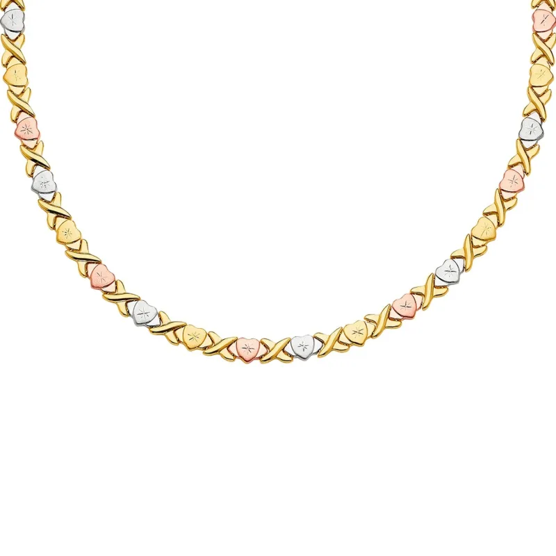 14K 3Color Stampato Necklace