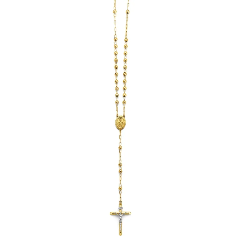 14K 2T 4mm Disco Ball Rosary Necklace