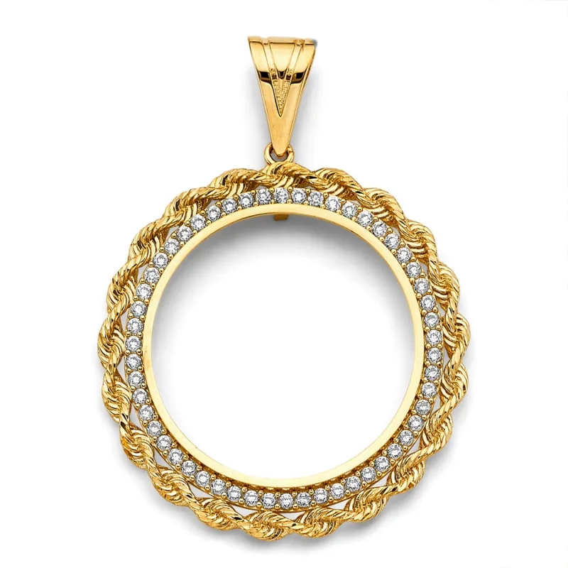 14KY CZ Rope Coin Frame (50 Pesos)