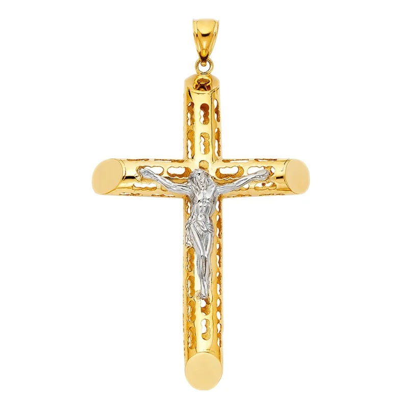 14K 2T CUT-OUT CRUCIFIX PENDANT