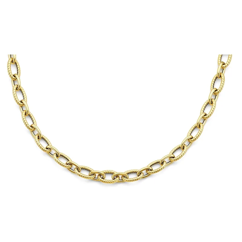 14KY Hollow Bold Oval Link Necklace