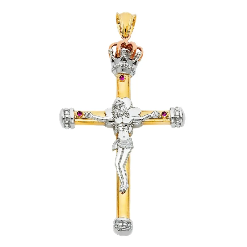 14K 3C FANCY CRUCIFIX PENDANT