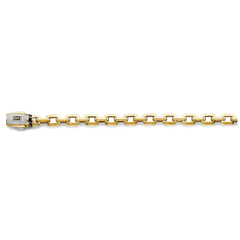 14KY Fancy Hollow Link Monaco Br w/ CZ Lock