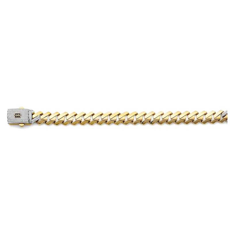 14KY Fancy Hollow Monaco Bracelet w/ CZ Lock