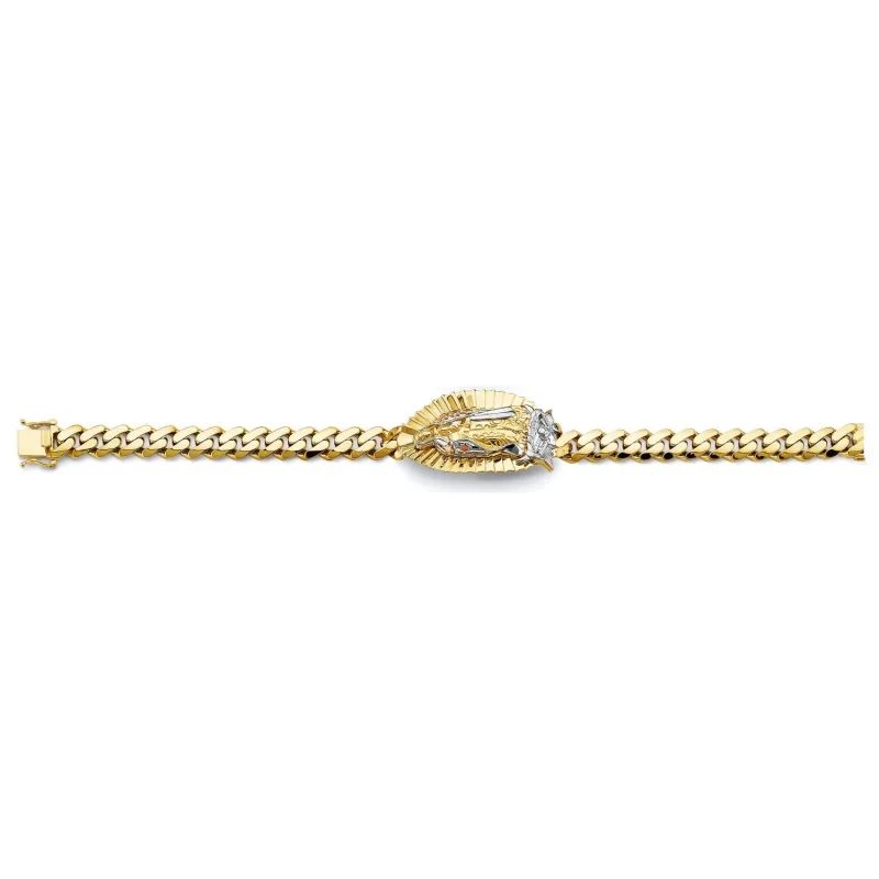 14K 3C Cuban Link Guadalupe ID Bracelet