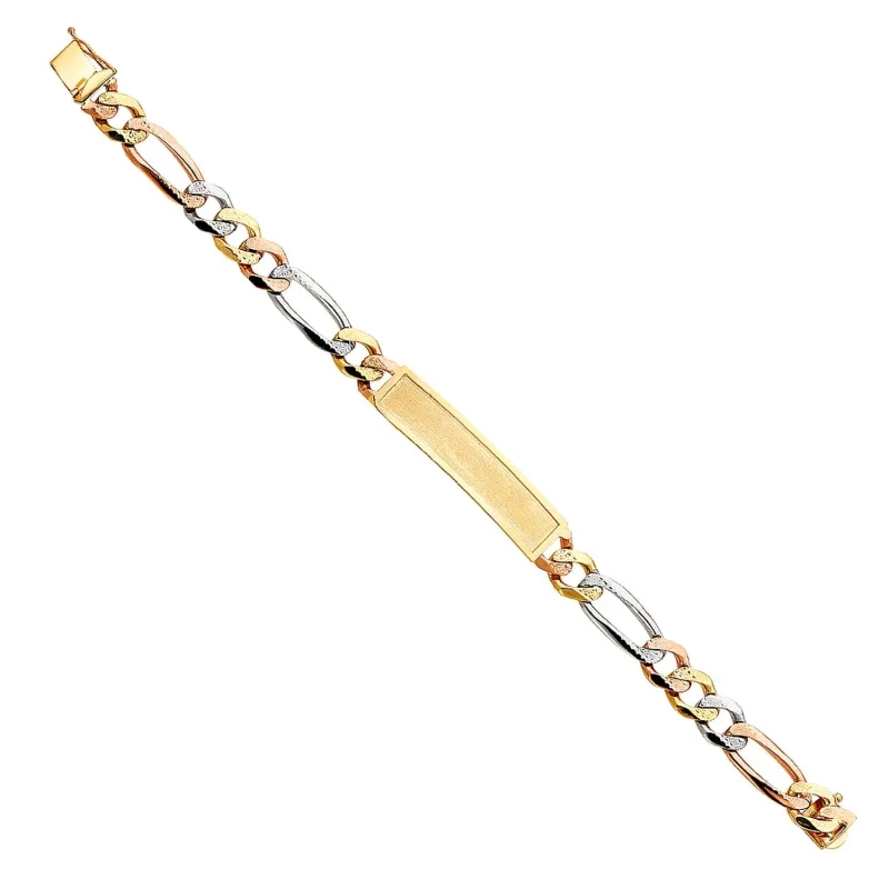 14K 3C DC FIGARO F-ID BRACELET