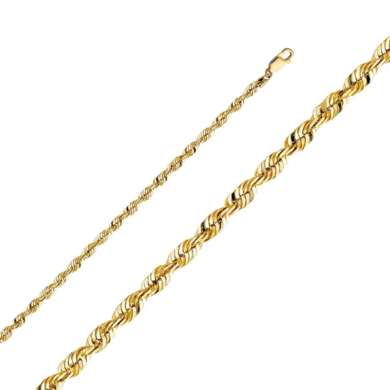 14KY 4.0MM SLD X-LIT DC ROPE CHAIN