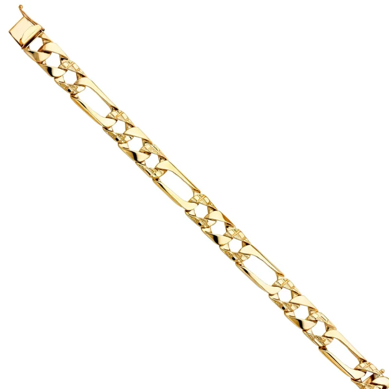 14KY NUGGET FIGARO LINK BRACELET