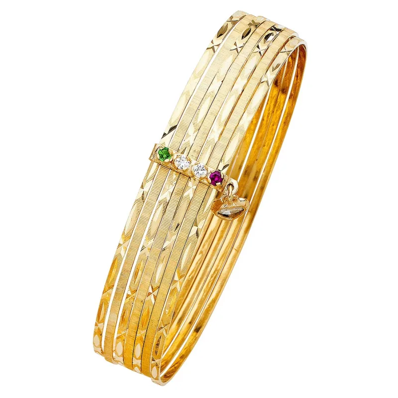 14KY 7Days Solid Bangle w/CZ