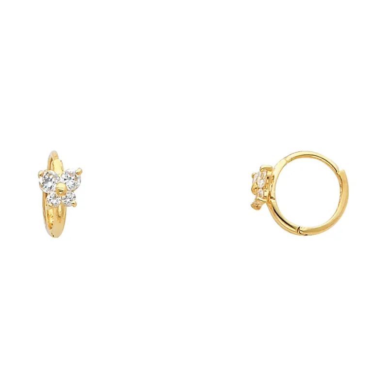 14KY FLOWER CZ HUGGIES (ER295)