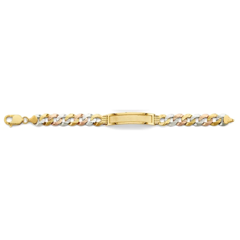 14K 3C Nugget Cuban Framed ID Bracelet