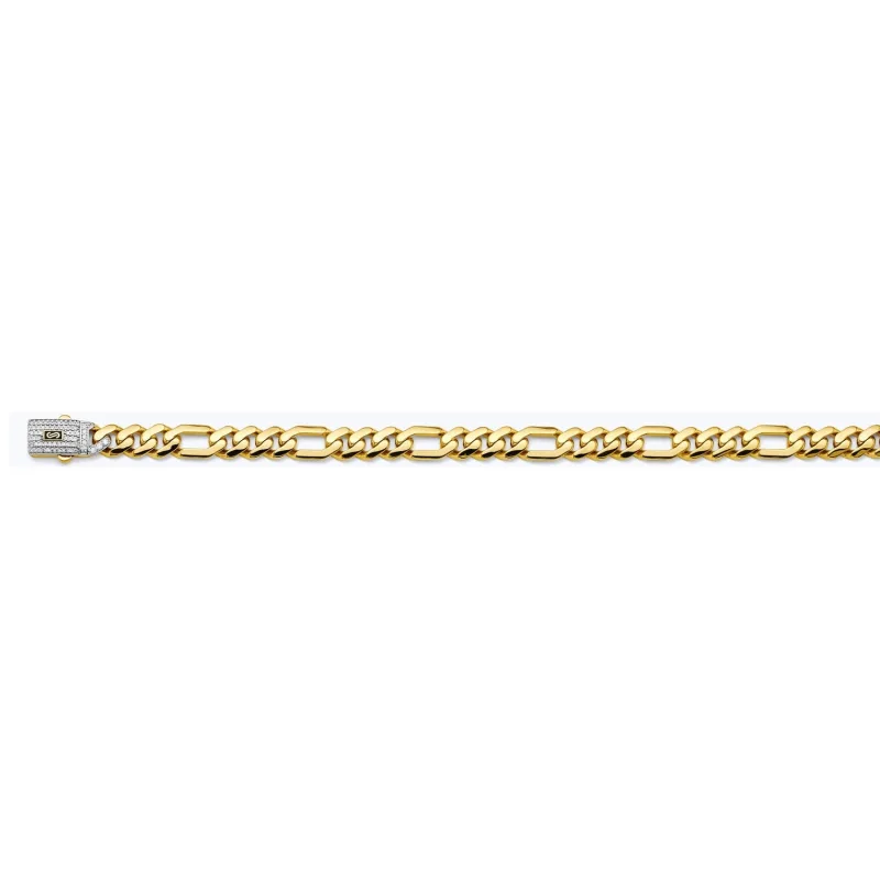 14K 2T 8.0mm Monaco Fig 3+1 w/CZ Lock