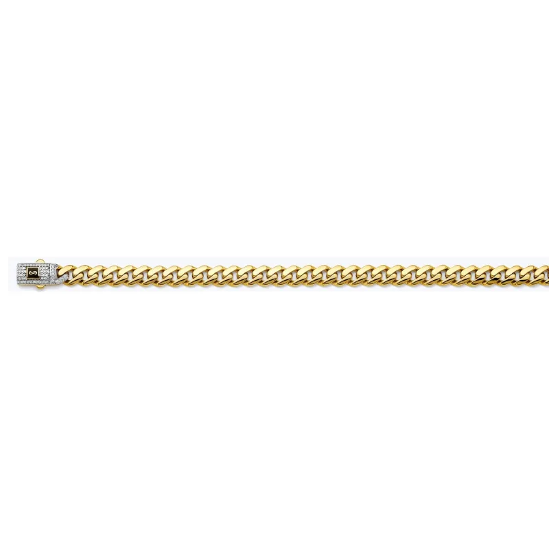 14K 2T 8.0mm Monaco Curb w/CZ Lock