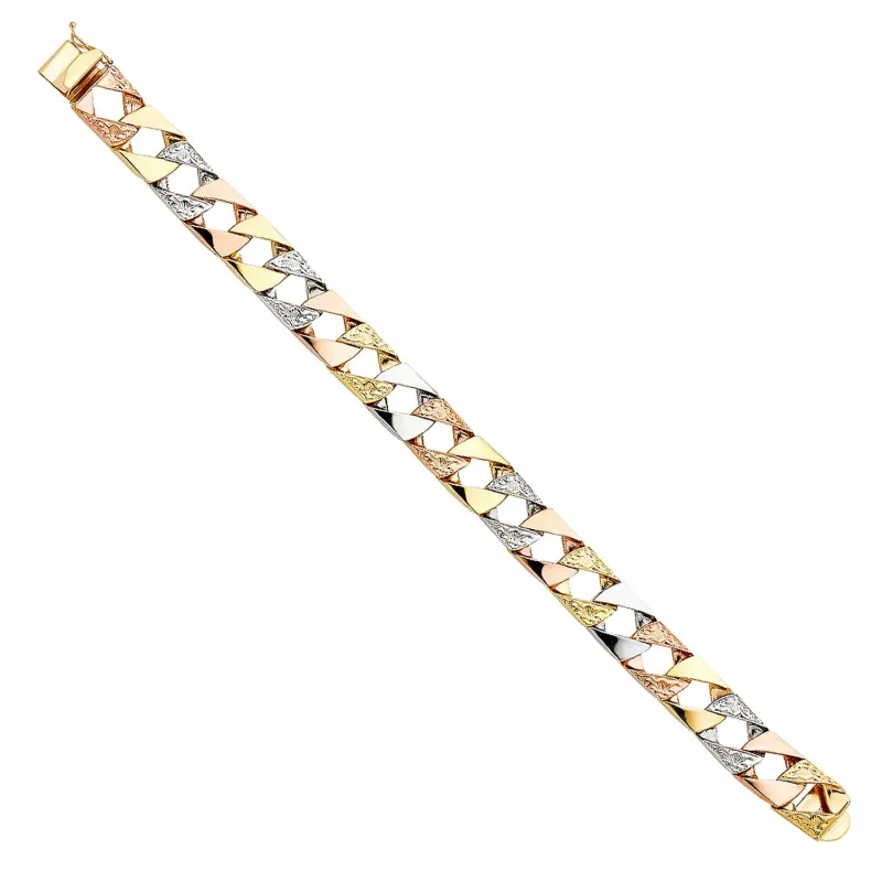 14K 3C NUGGET SQ CUBAN LINK BRACE
