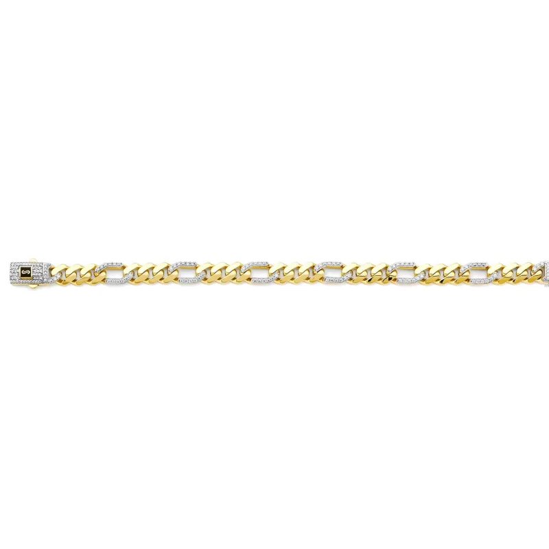 14K 2T 8.0mm Monaco Fig 3+1 w/CZ Link