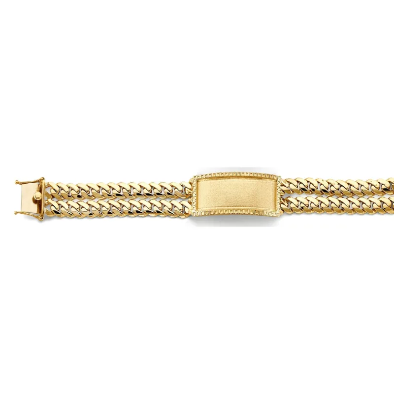 14KY 2Line Cuban Framed ID Bracelet