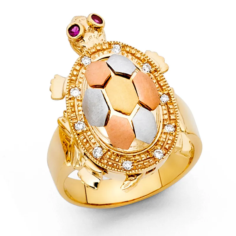 14K 3C FANCY TURTLE RING