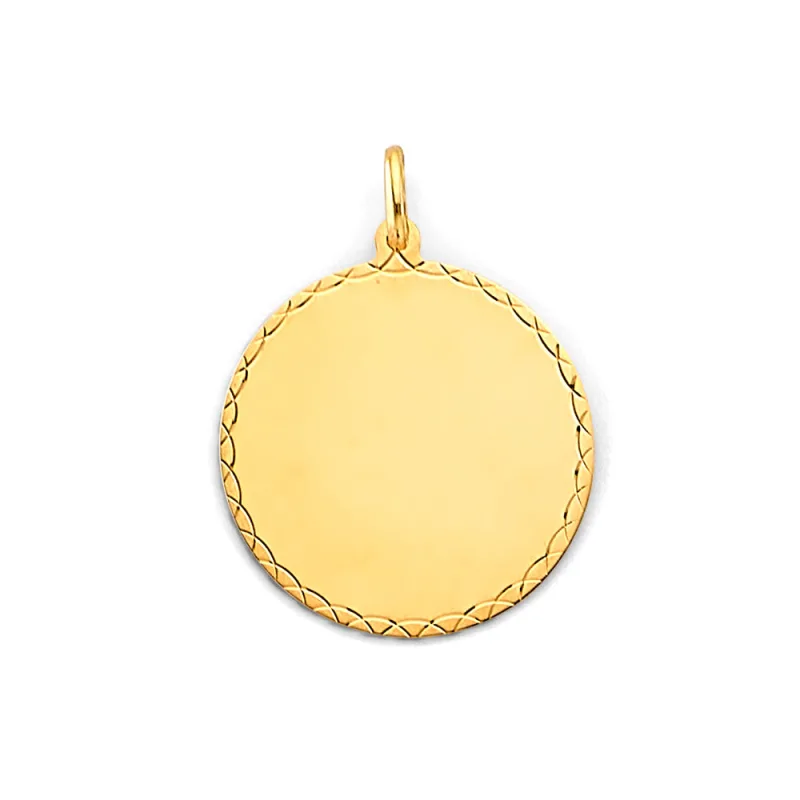 14KY Engravable Plain Pendant