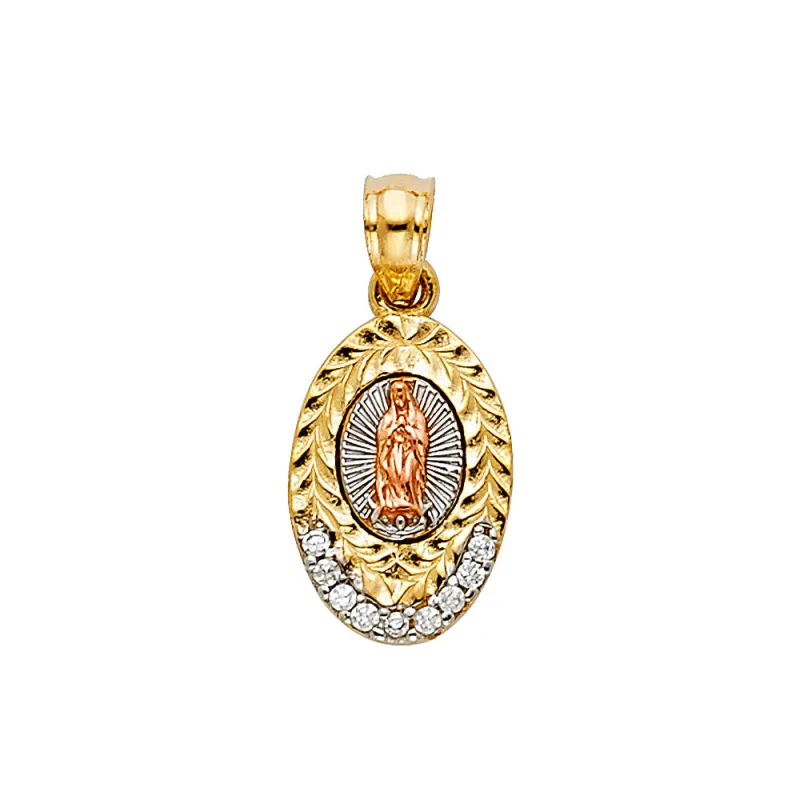14K 3C CZ OUR LADY OF GUADALUPE PENDANT