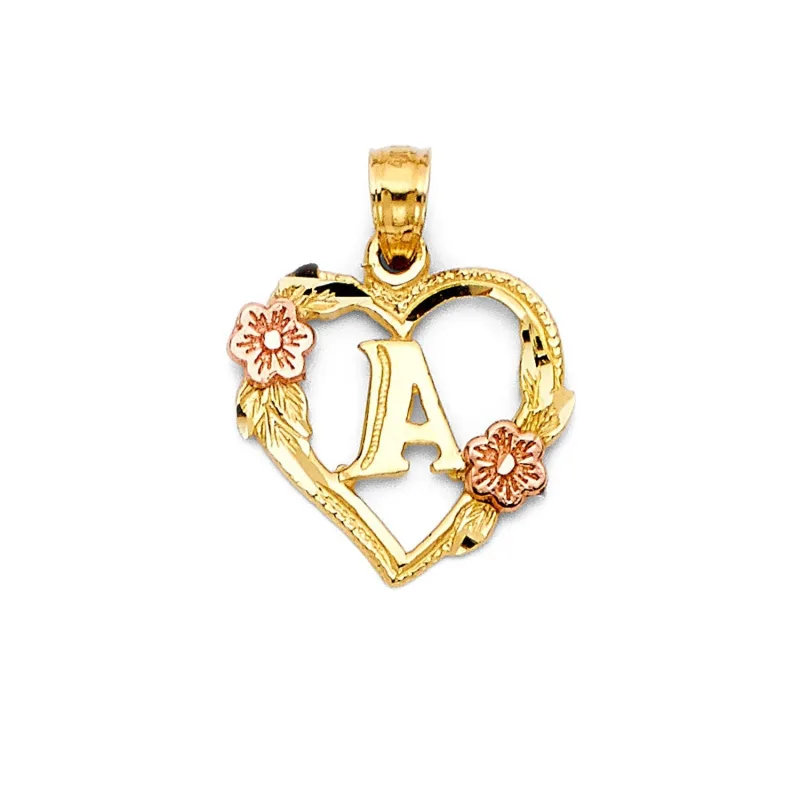 14K 2C INITIAL HEART PENDANT