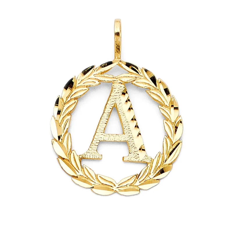 14KY INITIAL WREATH PENDANT