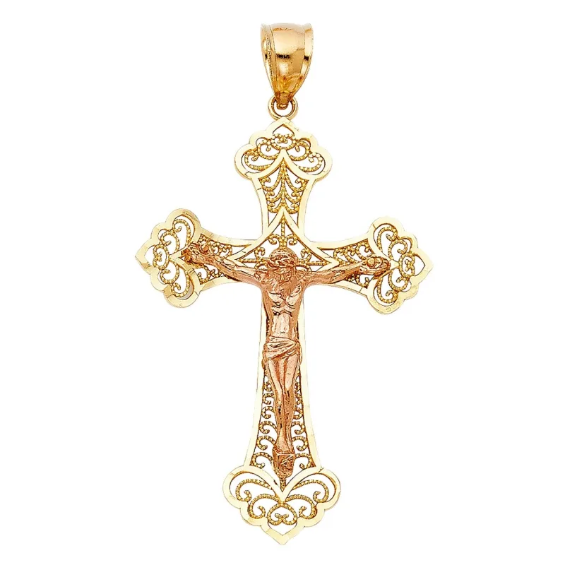 14K 2C FANCY CRUCIFIX PENDANT