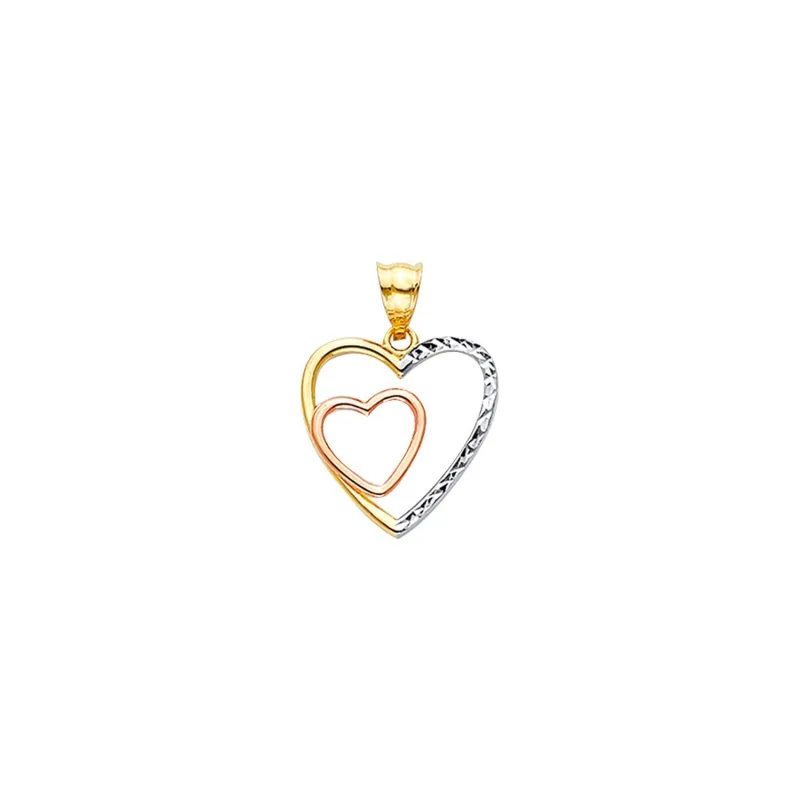 14K 3C Double Heart DC Pendant