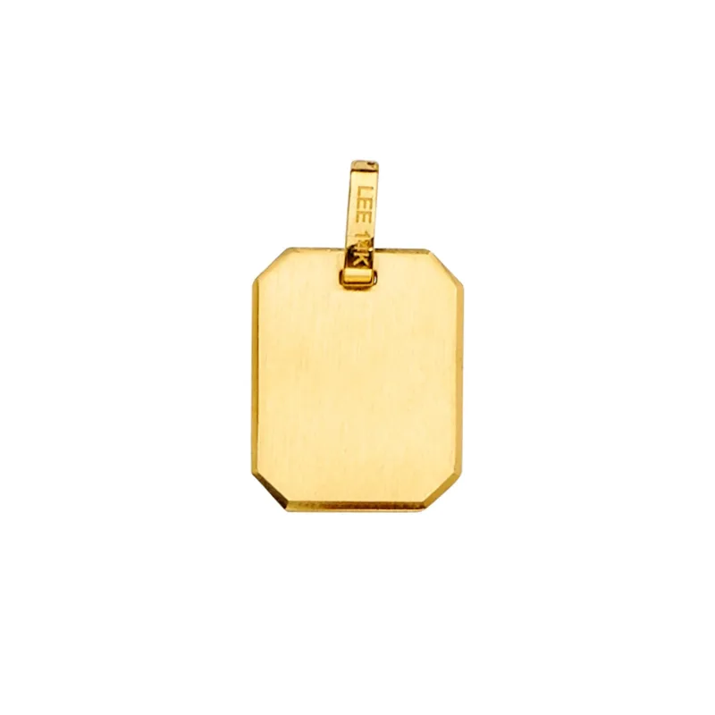 14KY Retangular Engravable Hollow Pendant