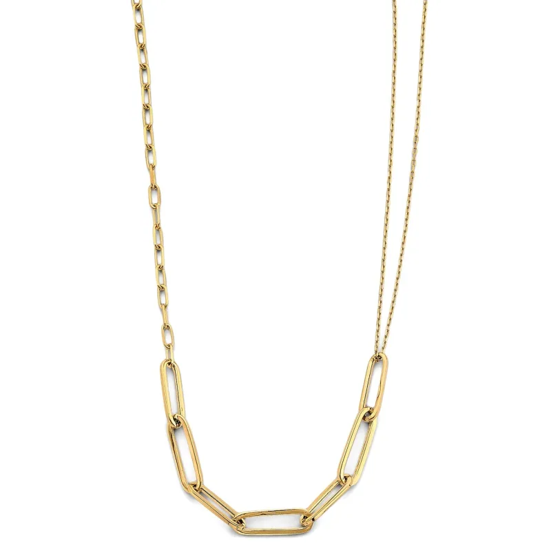 14KY Paperclip with Different Link Necklace