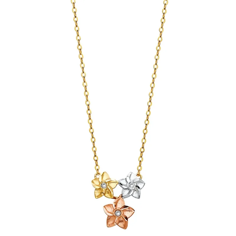 14K 3C STAR CZ NECKLACE