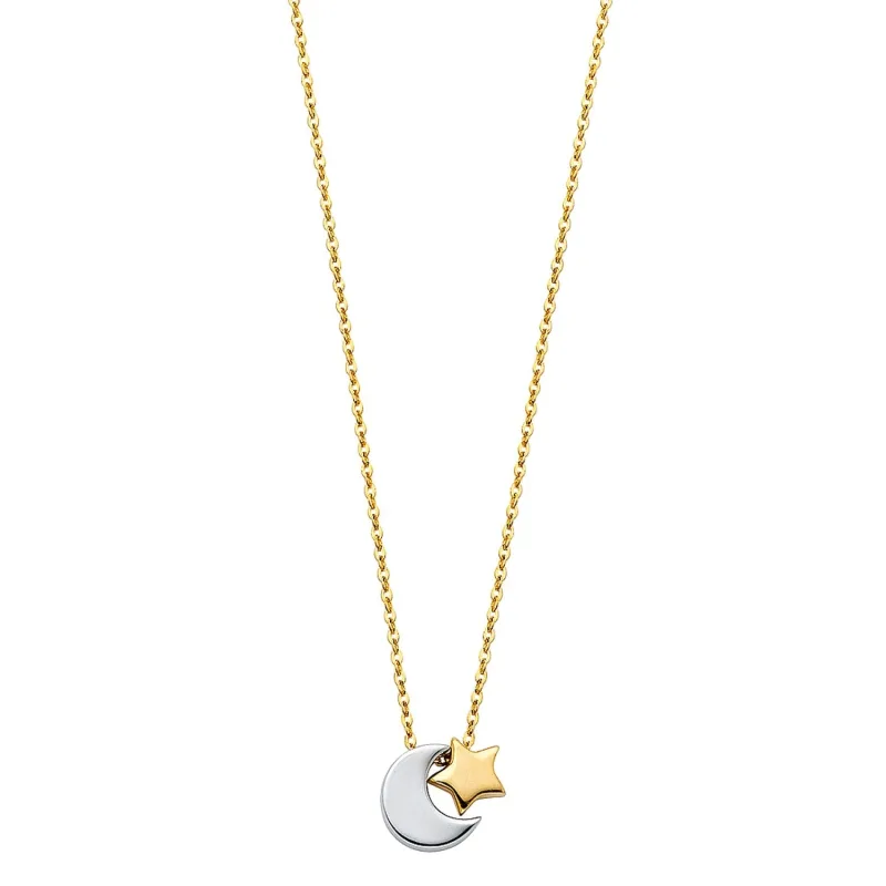 14K 2T MOON + STAR NECKLACE