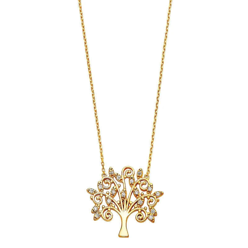 14KY CZ TREE NECKLACE