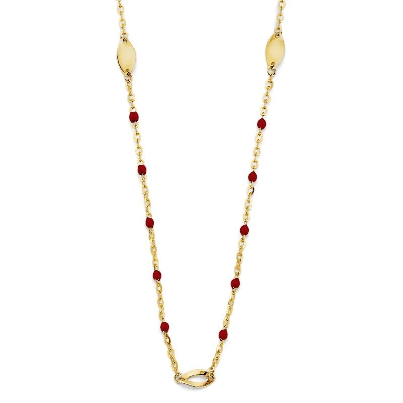 14KY Red Enamel Bead Necklace