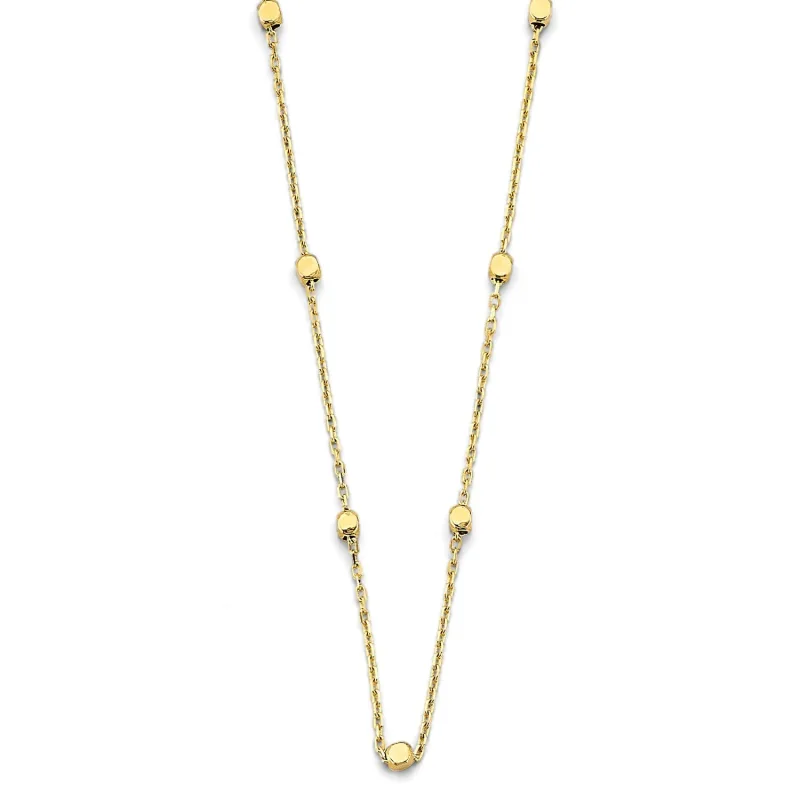 14KY Square Shape Bead Necklace