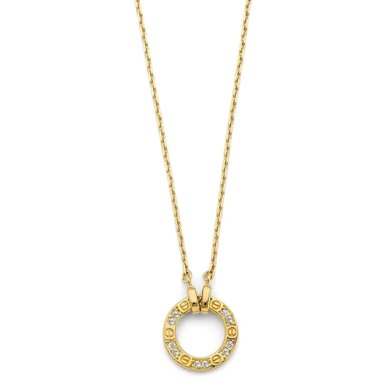 14KY CZ Circle Necklace