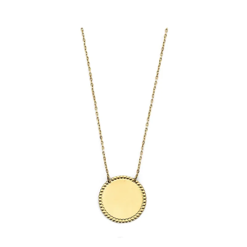 14KY DC Engravable Round Pendant Neck