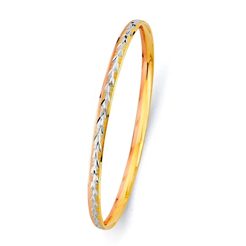 14K 3C 3.7mm Conc Half Dome Solid Bangle
