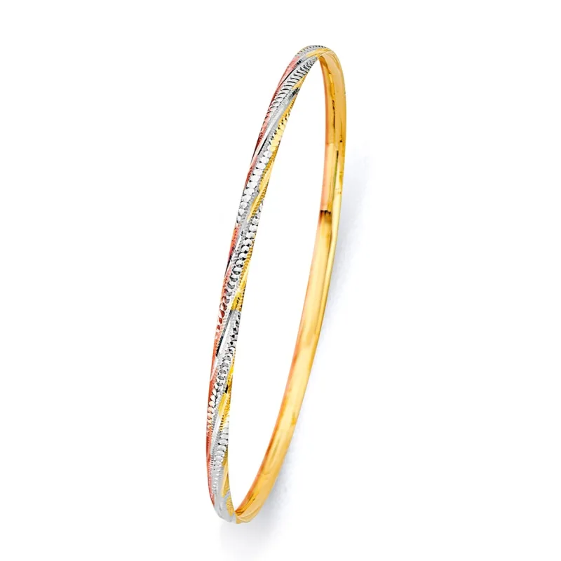 14K 3C 3.0mm Conc Half Dome Solid Bangle
