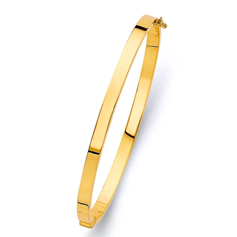 14KY 4mm SQ Plain Hol Oval Bangle