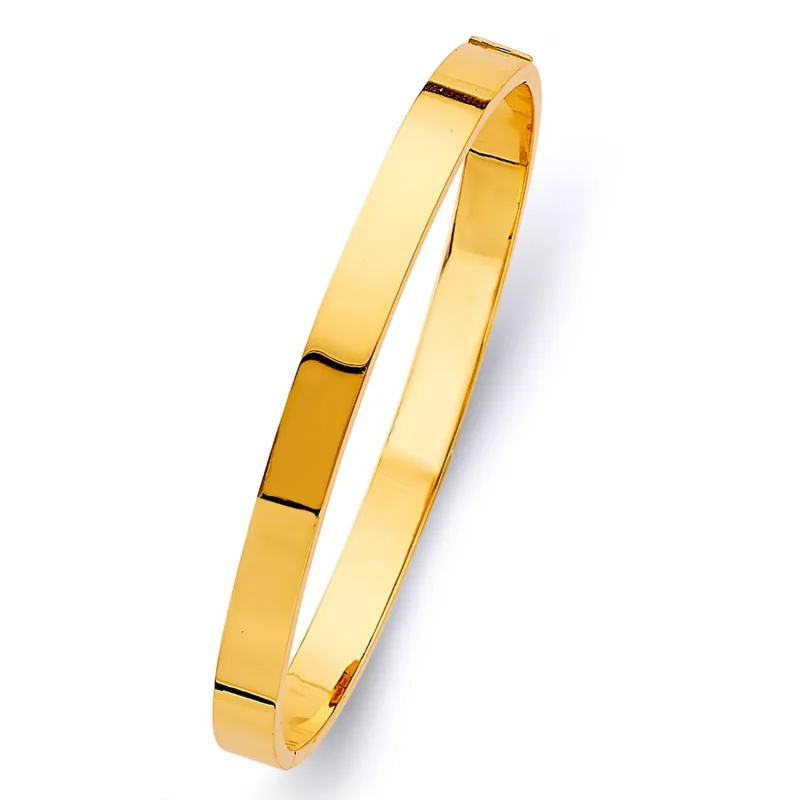 14KY 6mm SQ Plain Hol Oval Bangle