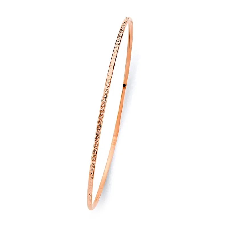 14K Pink 1.5mm Light D.C. Bangle