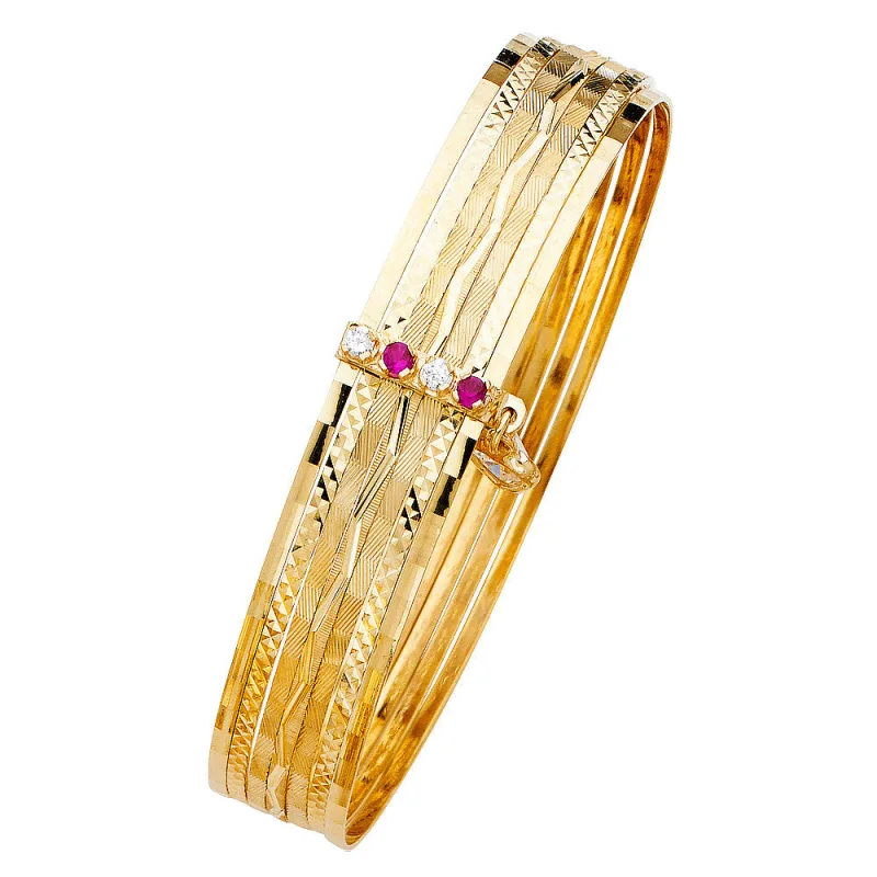 14KY 7Days Solid Bangle w/CZ
