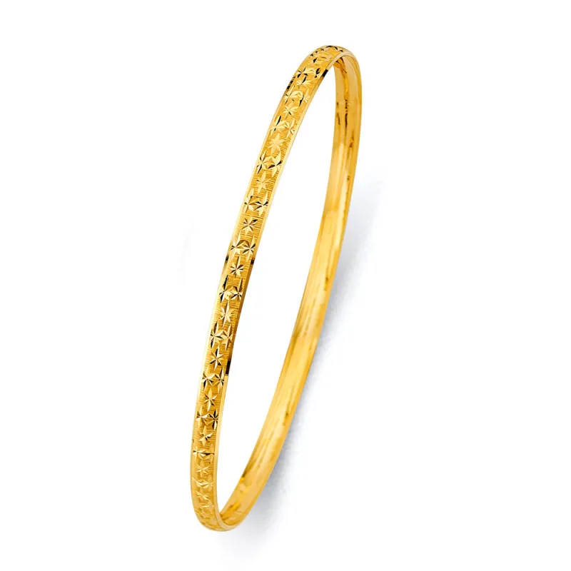 14KY 3.7mm Conc Half Dome Solid Bangle